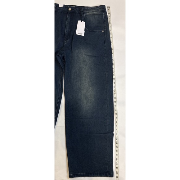 Wesc Unisex Jay Wide Leg Blue Jeans Vintage Mid Wash 5 Pocket Comfort W38 L32 - Picture 4 of 6